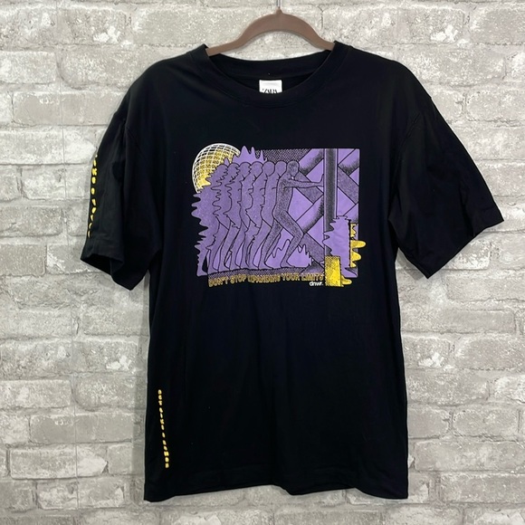 Zara Black Graphic DNWR Classic Fit Tee - Picture 1 of 6